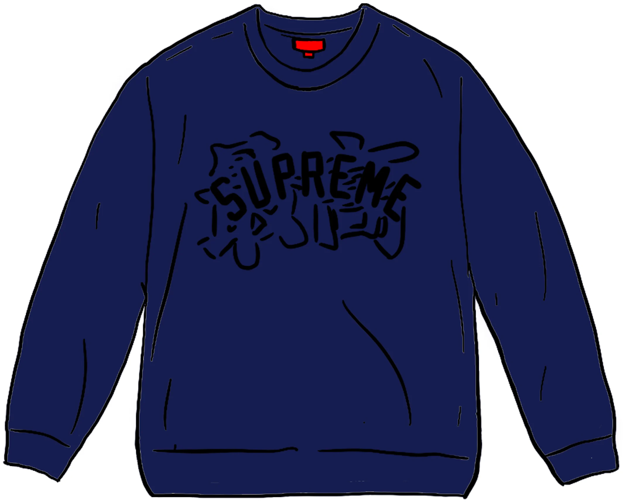Supreme Long Sleeve Logo Sweater in Navy Blue Cotton ref.897920
