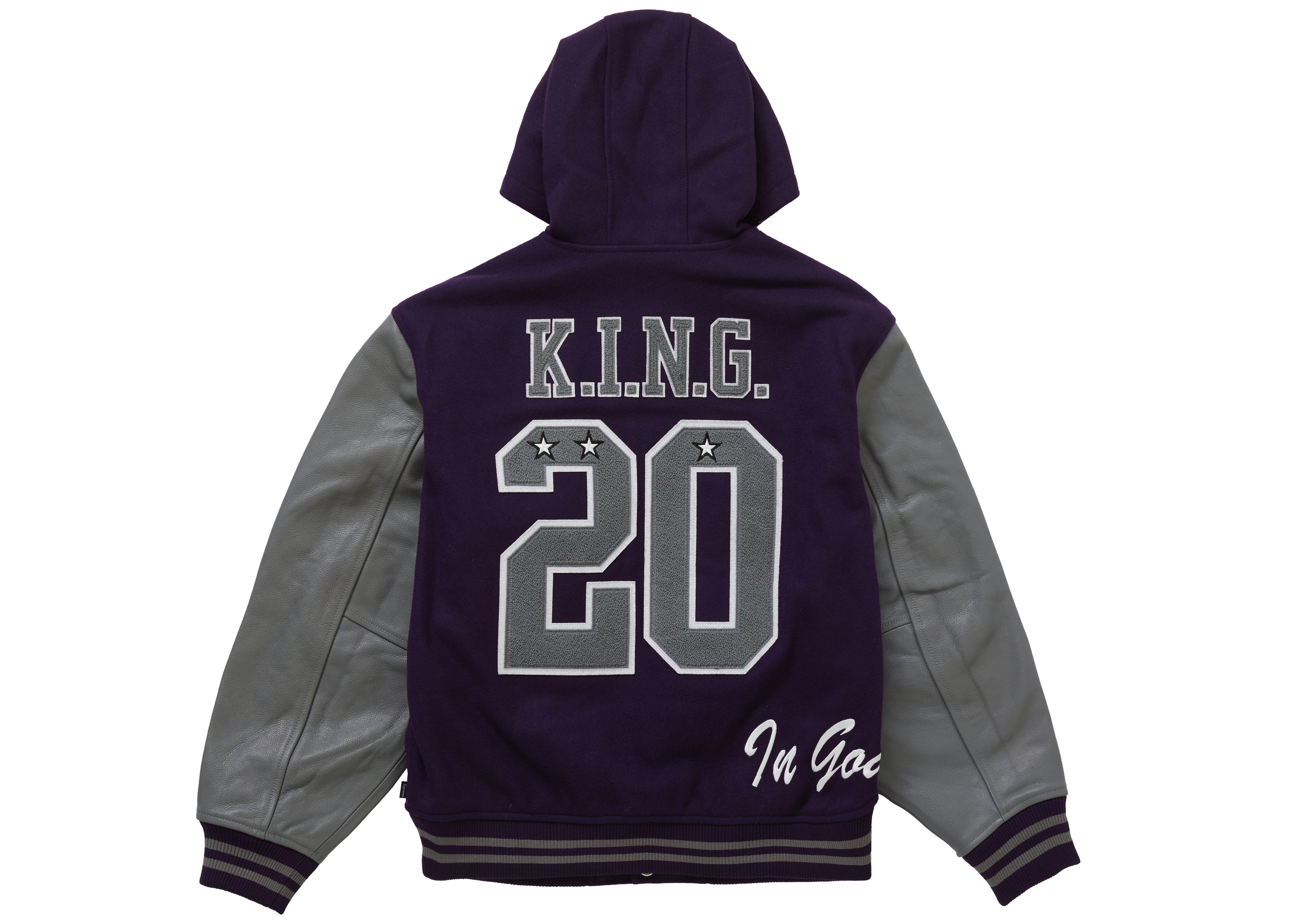 Supreme King Hooded Varsity Jacket Purple Men's - FW20 - US