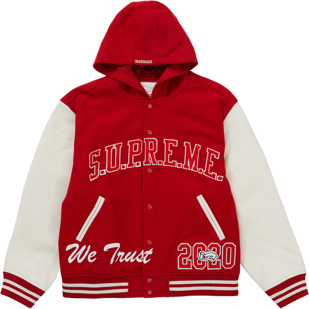 Supreme King Hooded Varsity Jacket Red