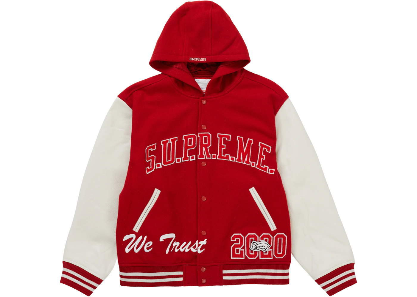 Supreme King Hooded Varsity Jacket Red Men's - FW20 - US