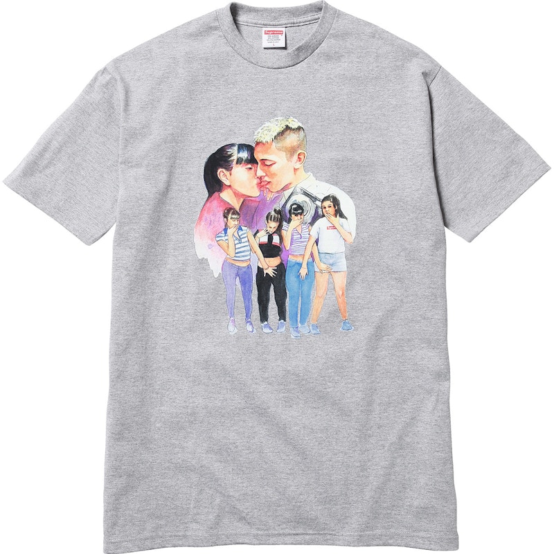 Supreme Kiss Tee Heather Grey Men's - FW17 - US