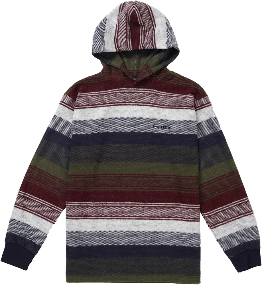 Supreme Knit Stripe Hooded L/S Top Navy - FW18 - US
