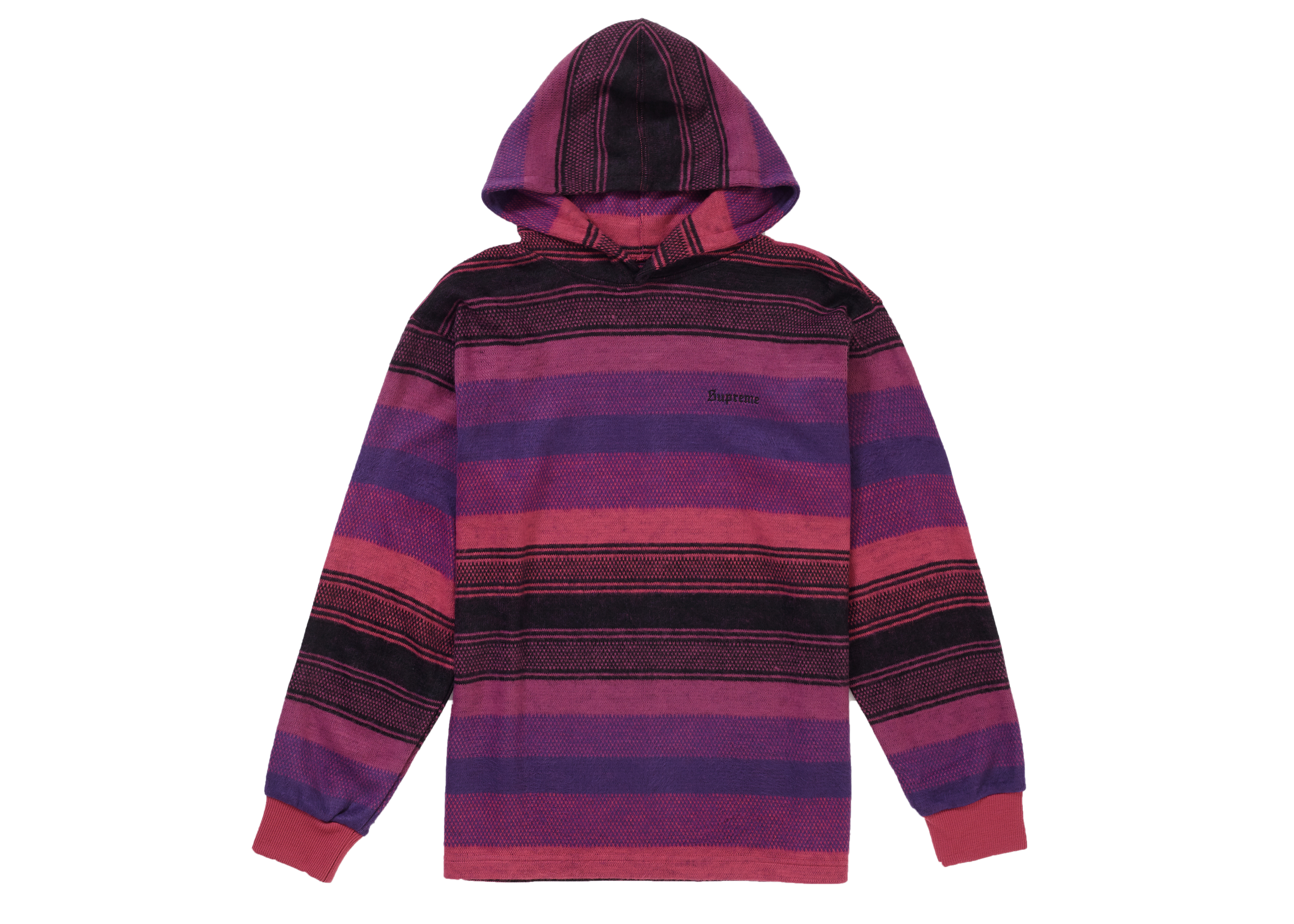 Supreme Knit Stripe Hooded L/S Top Pink