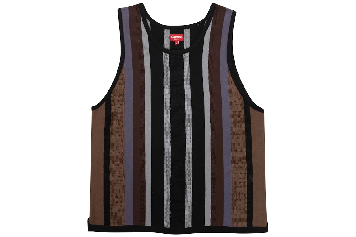 Pre-owned Supreme Knit Stripe Tank Top (ss23) Black