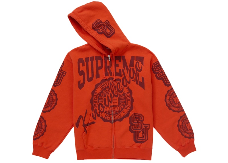 Supreme Knowledge Reigns Zip Up Hooded Sweatshirt Red Men's - FW25