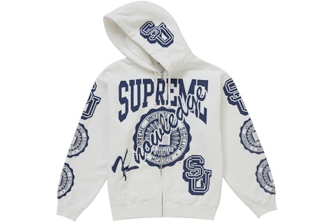 Supreme Knowledge Reigns Zip Up Hooded Sweatshirt White Men's