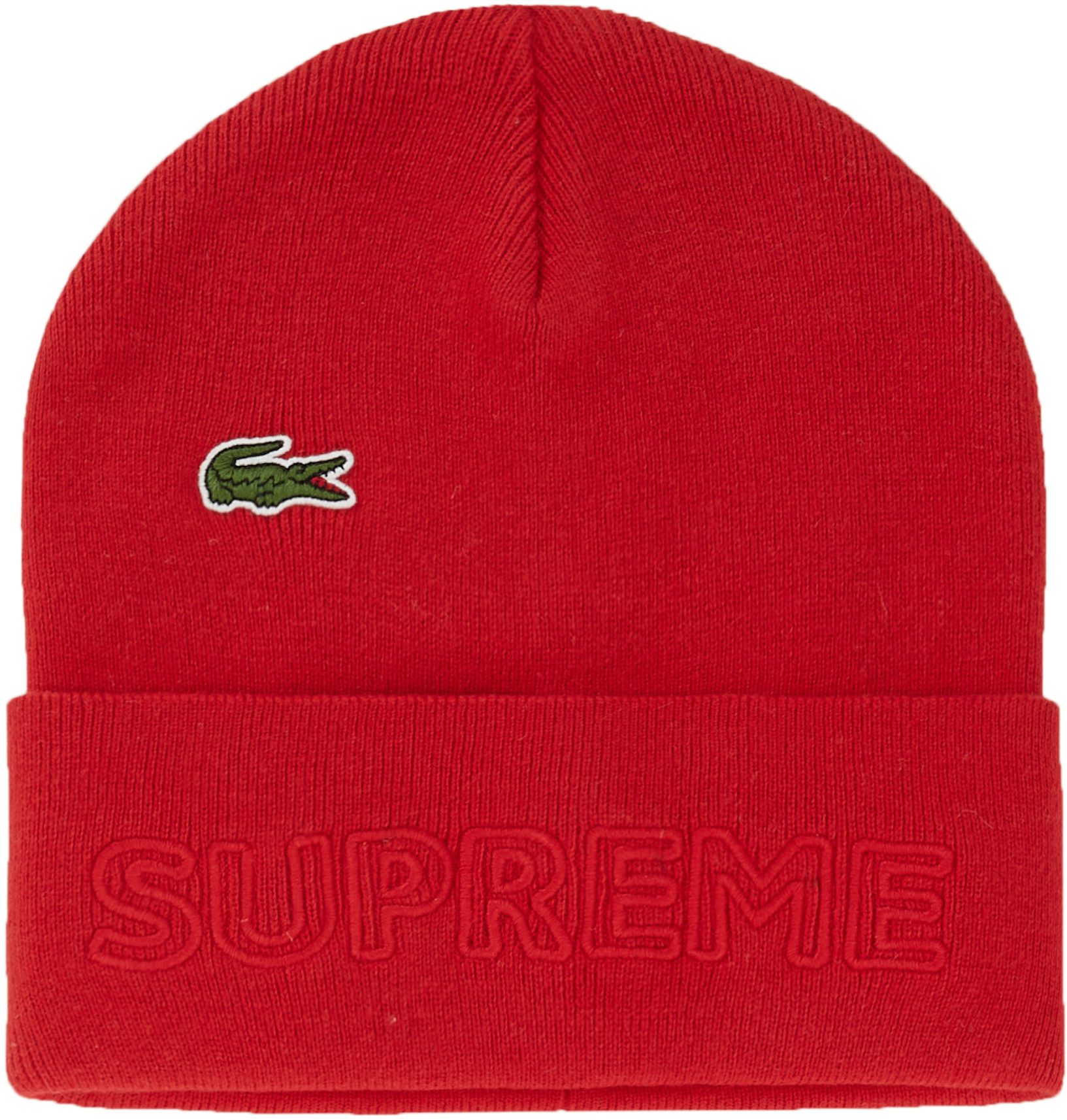 Supreme LACOSTE Beanie Red FW19 US - 