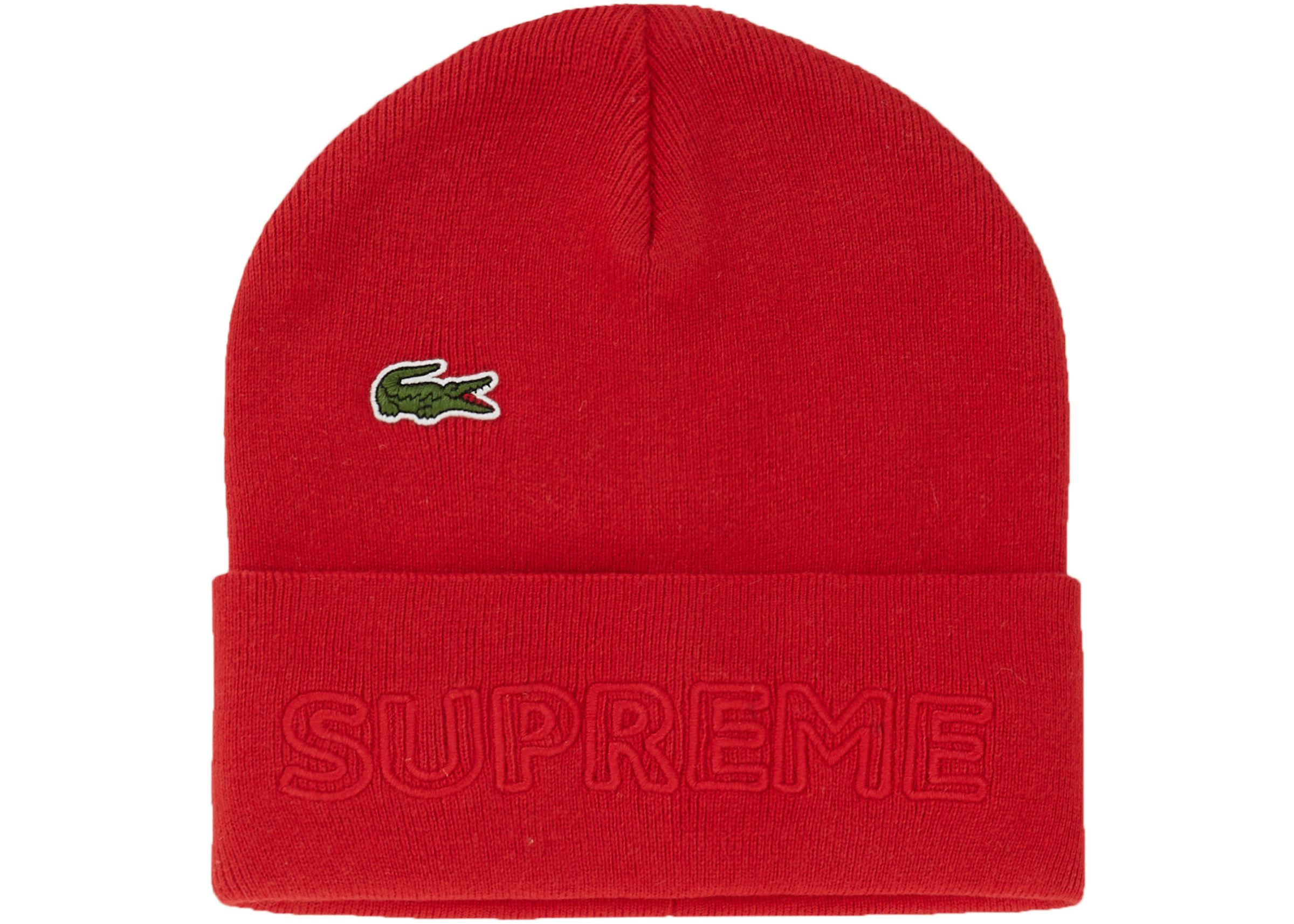 Supreme LACOSTE Beanie Red - FW19 - US