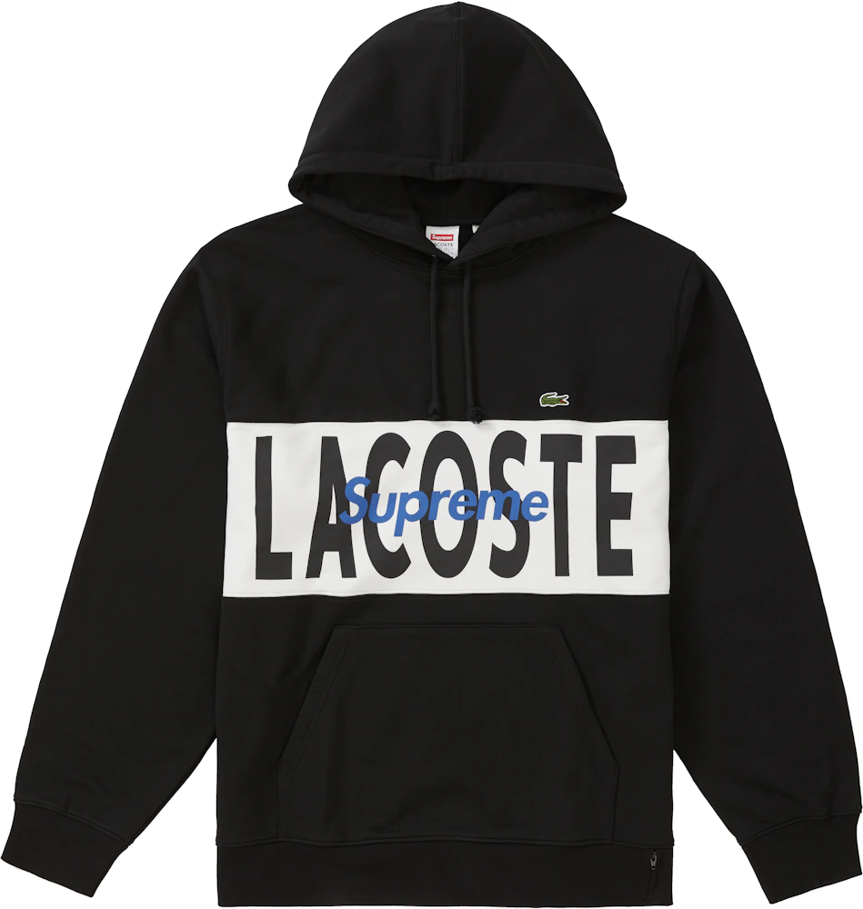 crisis estoy feliz línea Supreme LACOSTE Logo Panel Hooded Sweatshirt Black - FW19 Men's - US