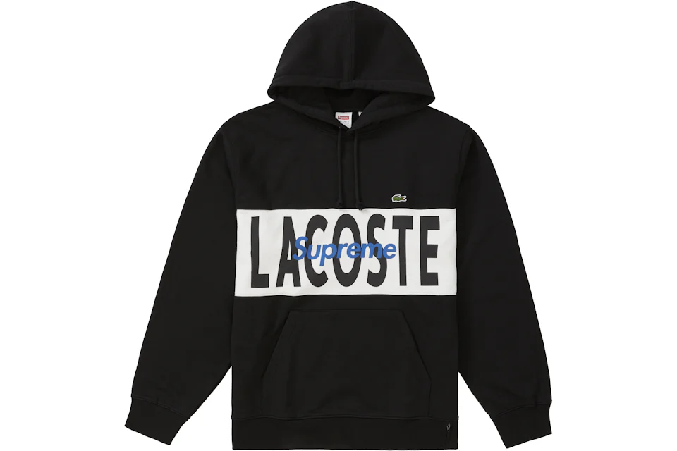 Supreme LACOSTE Logo Panel Hooded Sweatshirt Black