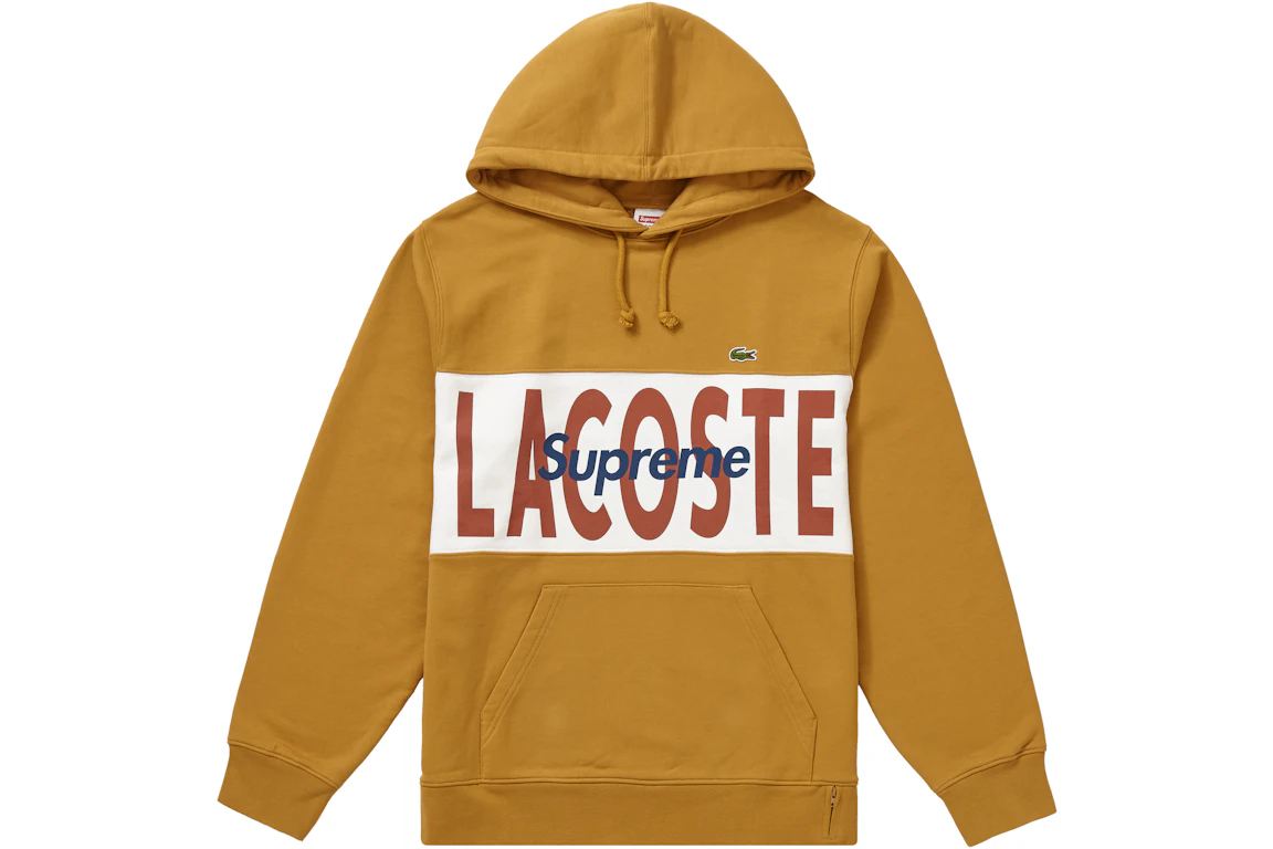 Supreme LACOSTE Logo Panel Hooded Sweatshirt Gold