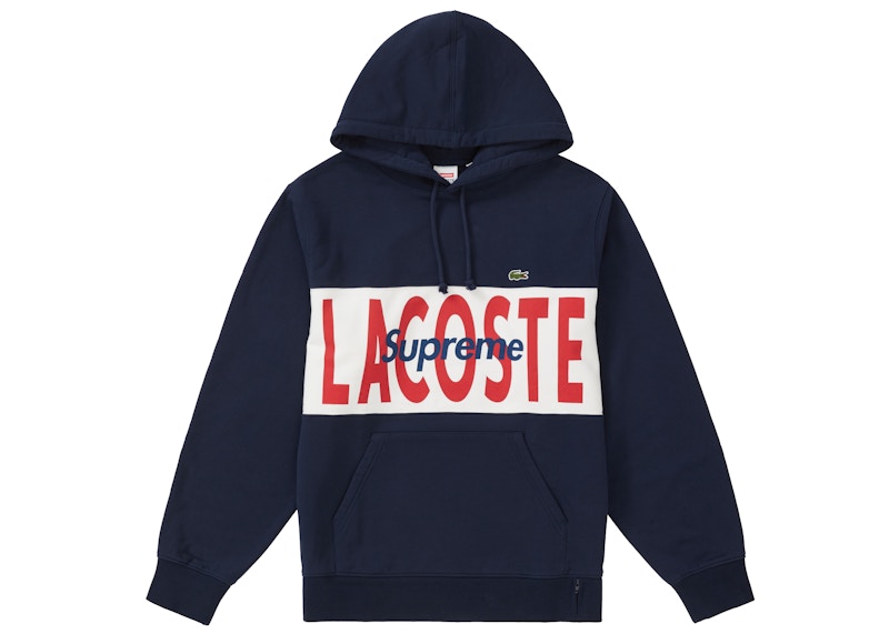 Supreme LACOSTE Logo Panel Hooded Sweatshirt Navy