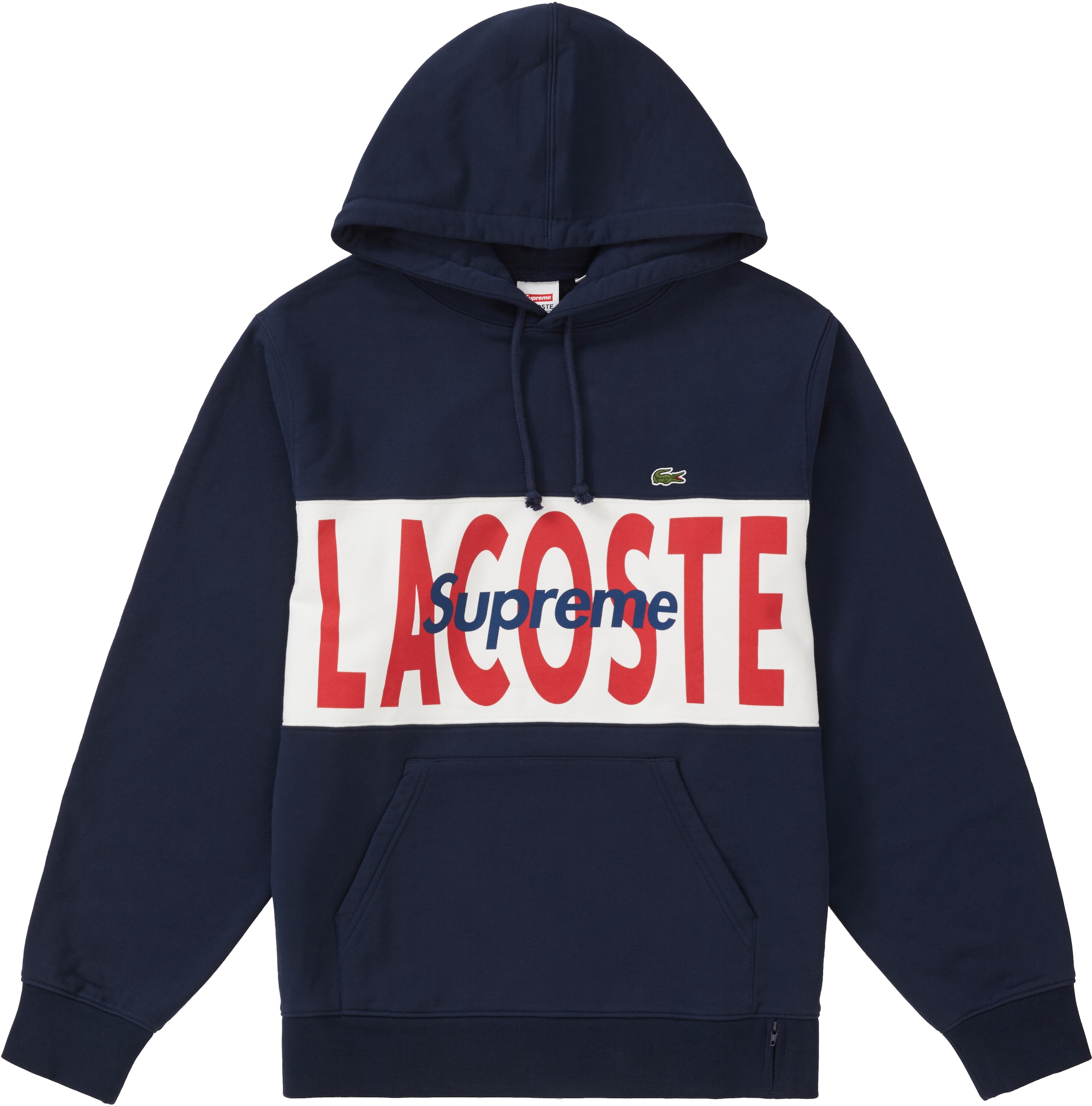 Supreme LACOSTE Logo Panel Hooded Sweatshirt Navy - FW19
