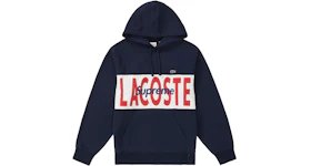 Supreme LACOSTE Logo Panel Hooded Sweatshirt Navy