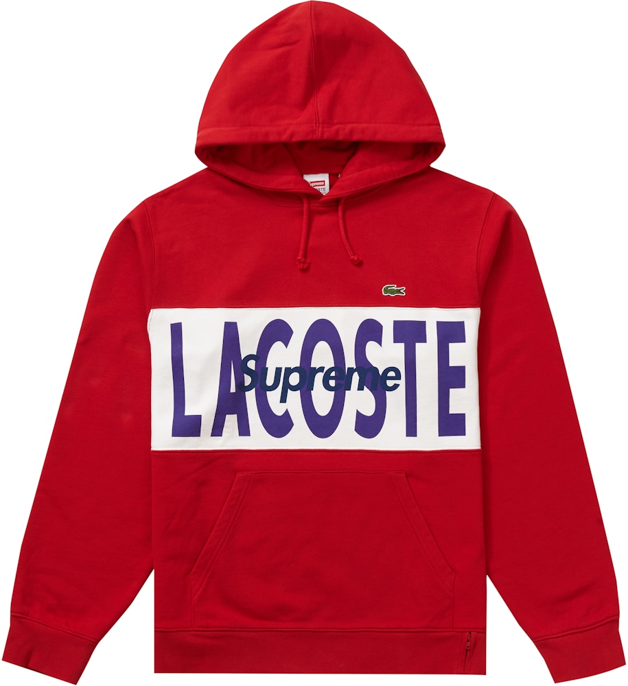 hit Overflod glimt Supreme LACOSTE Logo Panel Hooded Sweatshirt Red - FW19