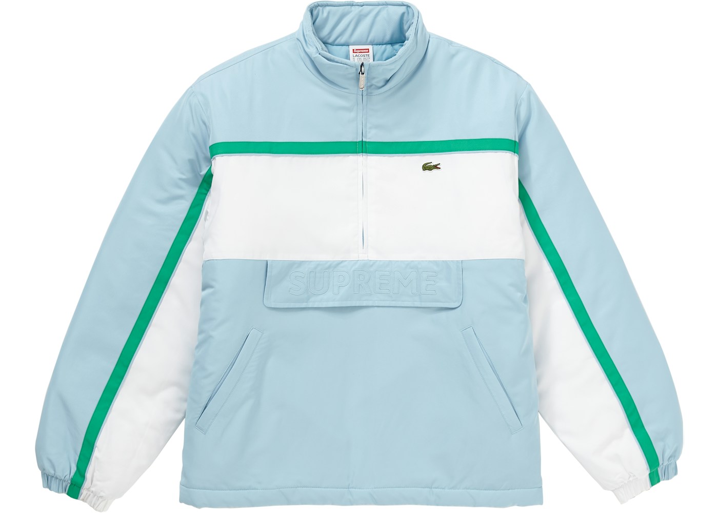 Supreme Lacoste Puffy Half Zip Pullover Light Blue Fw19 Supreme Lacoste Puffy Half Zip Pullover Light Blue Fw19
