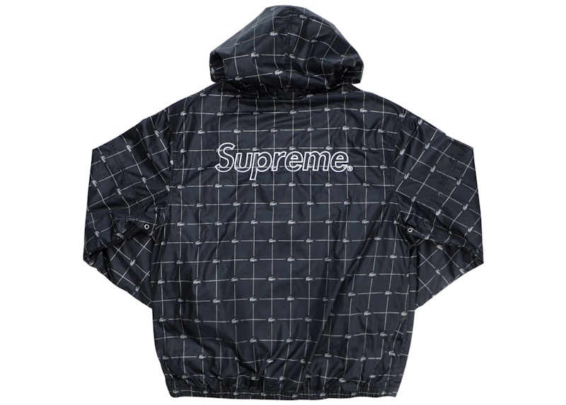 Supreme LACOSTE Reflective Grid Nylon Anorak Black Men's - SS18 - GB