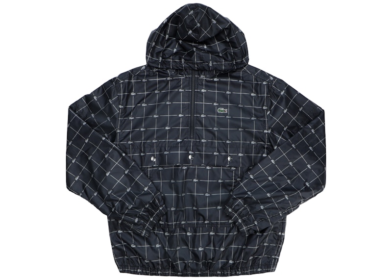 Supreme LACOSTE Reflective Grid Nylon Anorak Black Men's