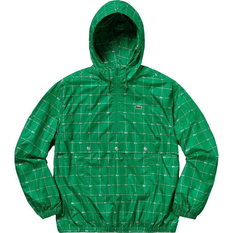 Supreme LACOSTE Reflective Grid Nylon Anorak Green Men's - SS18 - GB