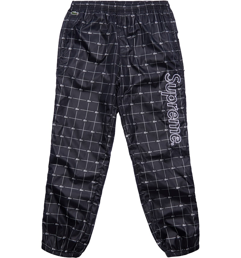 Supreme LACOSTE Reflective Grid Nylon Track Pant Black Men's