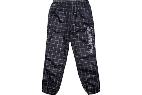 Supreme LACOSTE Reflective Grid Nylon Track Pant Black Men's