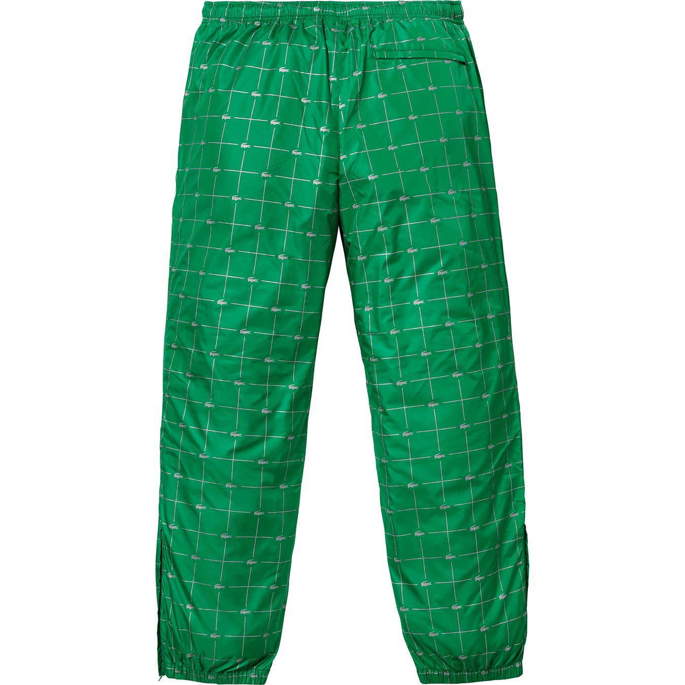 Supreme LACOSTE Reflective Grid Nylon Track Pant Green Men's
