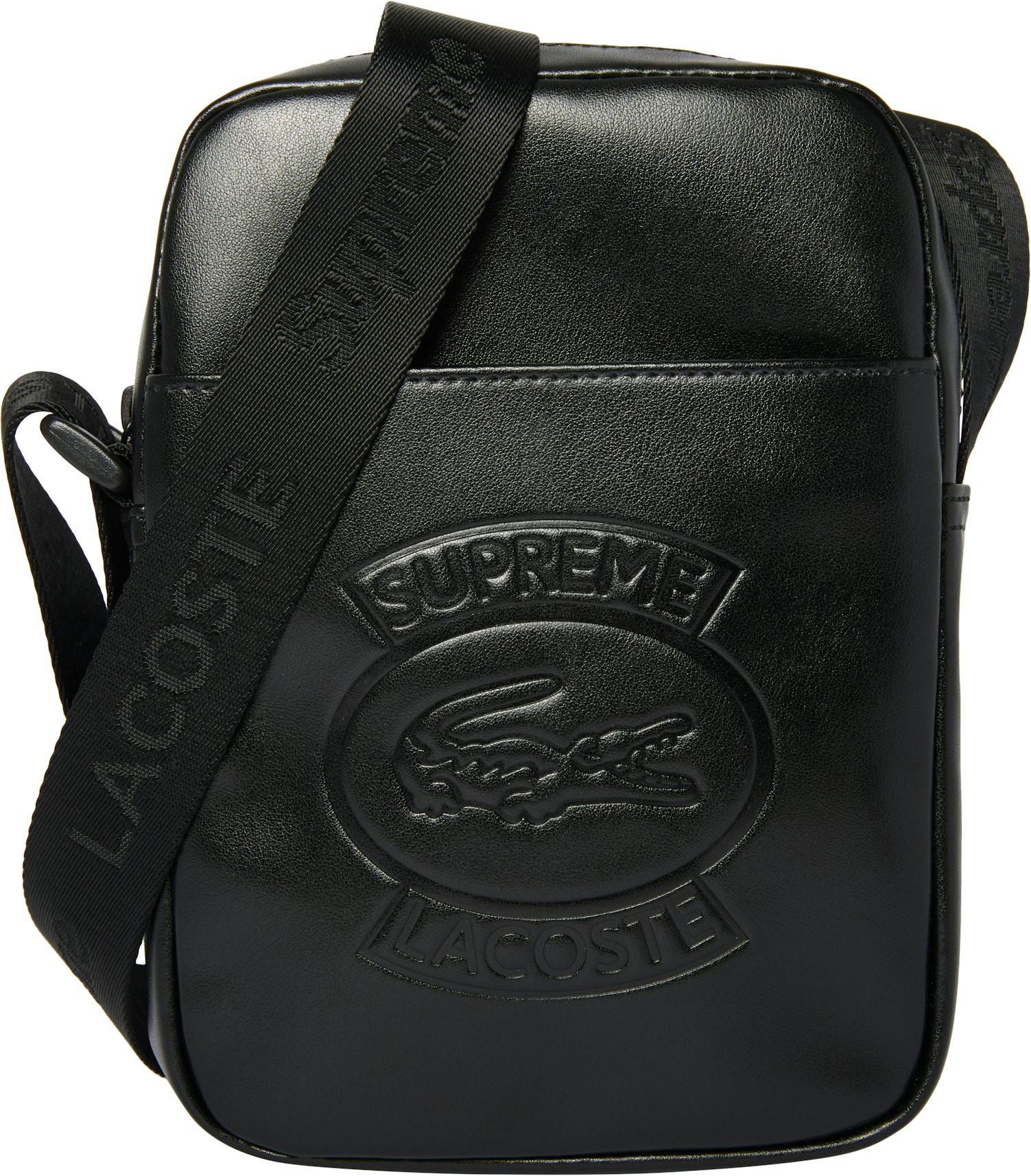 Lacoste Signature Green Leather Shoulder Bag in Black for Men