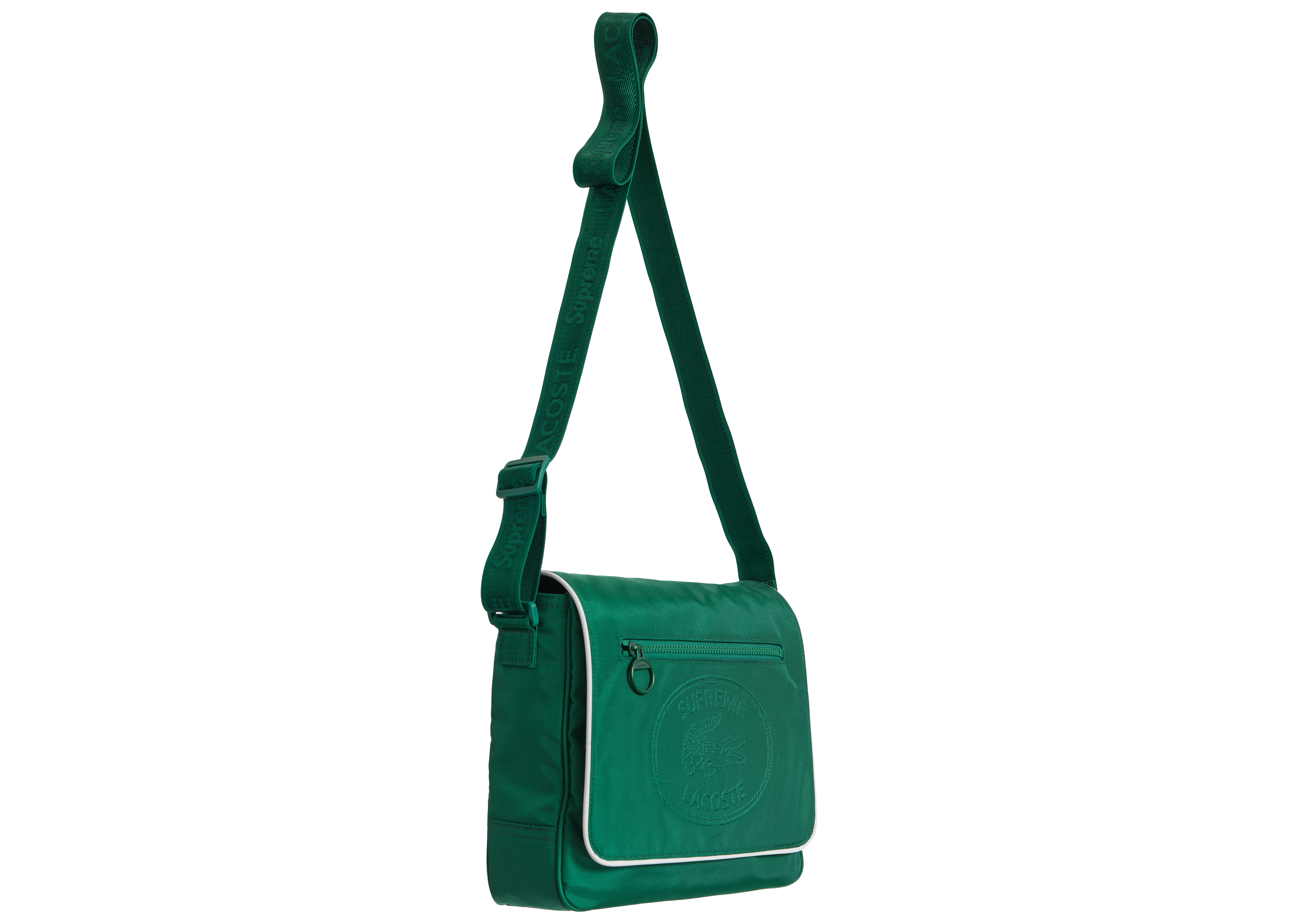supreme × lacoste shoulder bag green