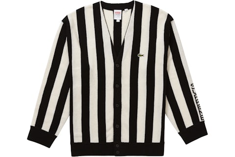 Supreme LACOSTE Stripe Cardigan Black Men's FW19 US