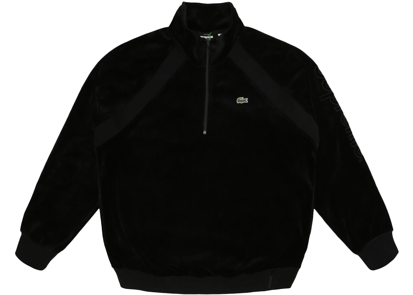 Supreme LACOSTE Velour Half-Zip Track Top Black Men's SS18 US