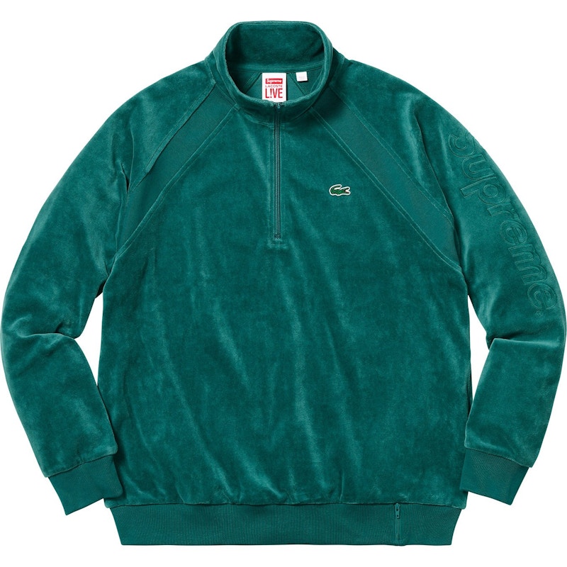 Supreme LACOSTE Velour Half-Zip Track Top Teal Men's - SS18 - GB