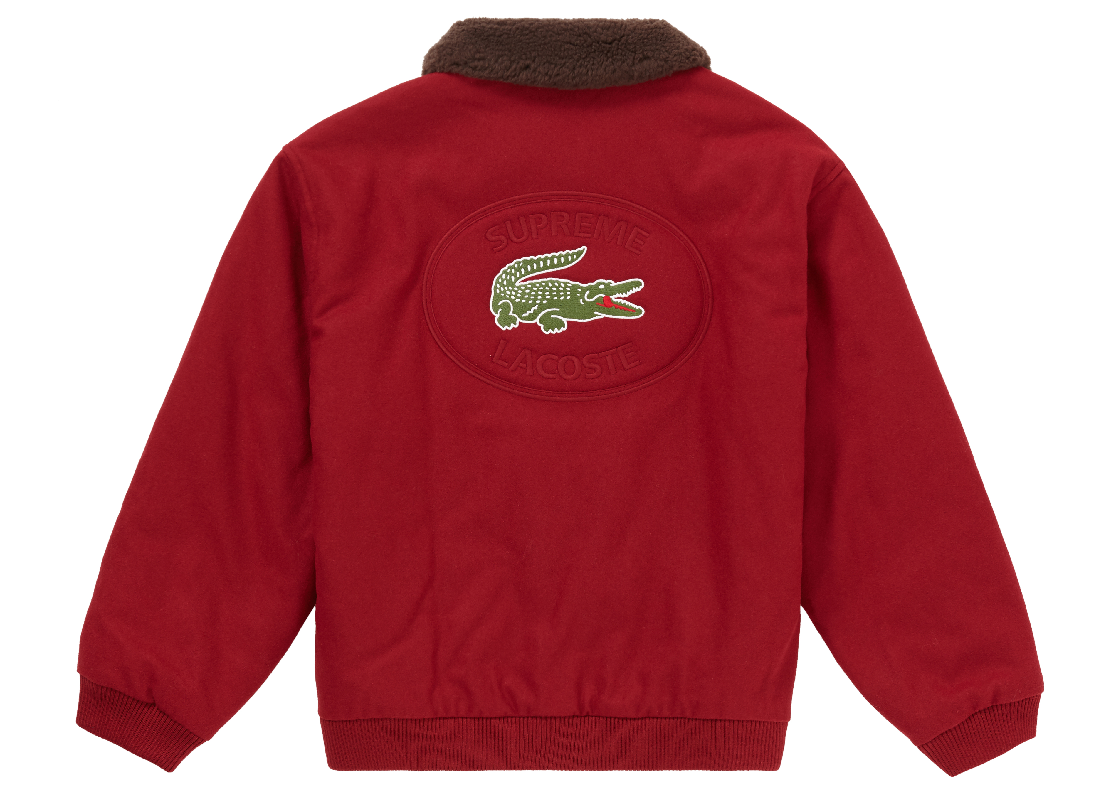 Supreme LACOSTE Wool Bomber Jacket Red Men's - FW19 - US