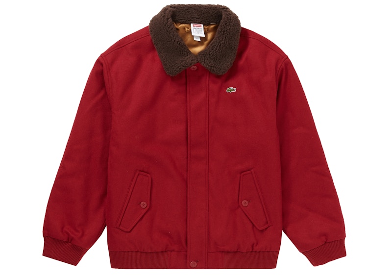 Supreme LACOSTE Wool Bomber Jacket Tan Men's - FW19 - GB Supreme LACOSTE Wool Bomber Jacket Tan Men's - FW19 - GB