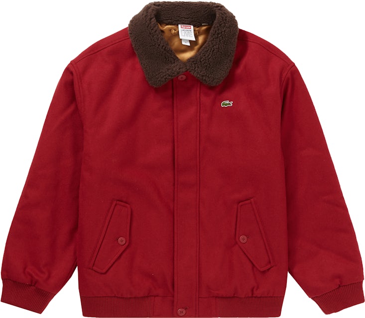 Supreme LACOSTE Wool Bomber Jacket Red Men's - FW19 - US