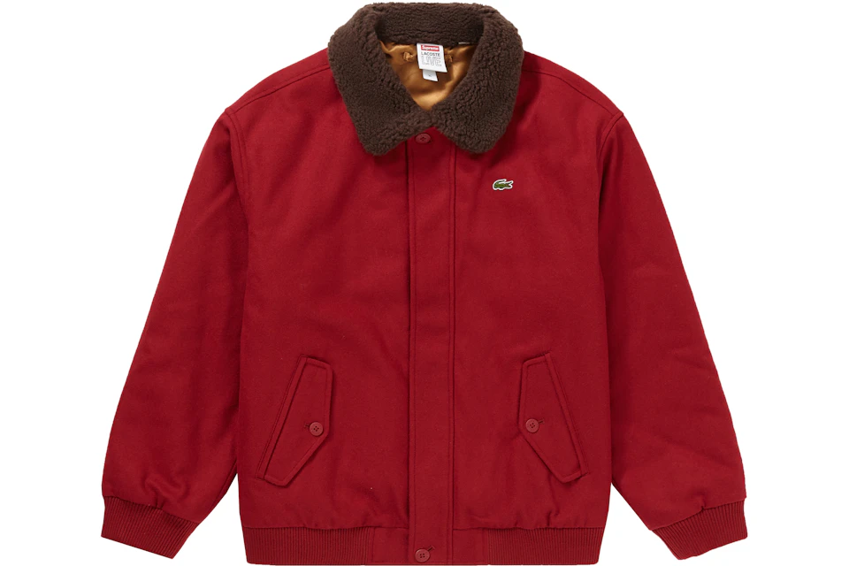 Supreme LACOSTE Wool Bomber Jacket Red