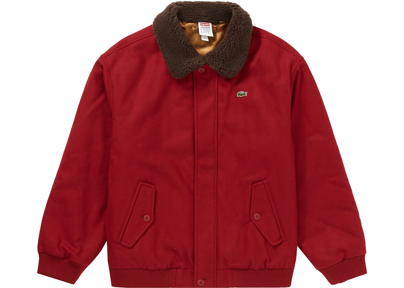 Supreme LACOSTE Wool Bomber Jacket Red - FW19