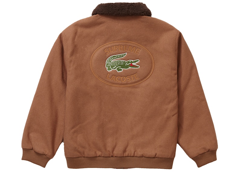 Supreme LACOSTE Wool Bomber Jacket Tan