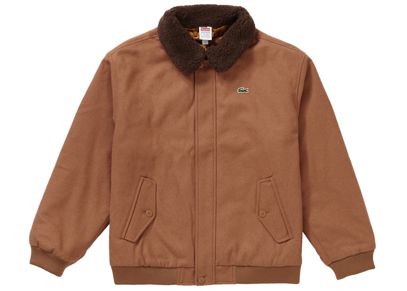 Supreme LACOSTE Wool Bomber Jacket Tan