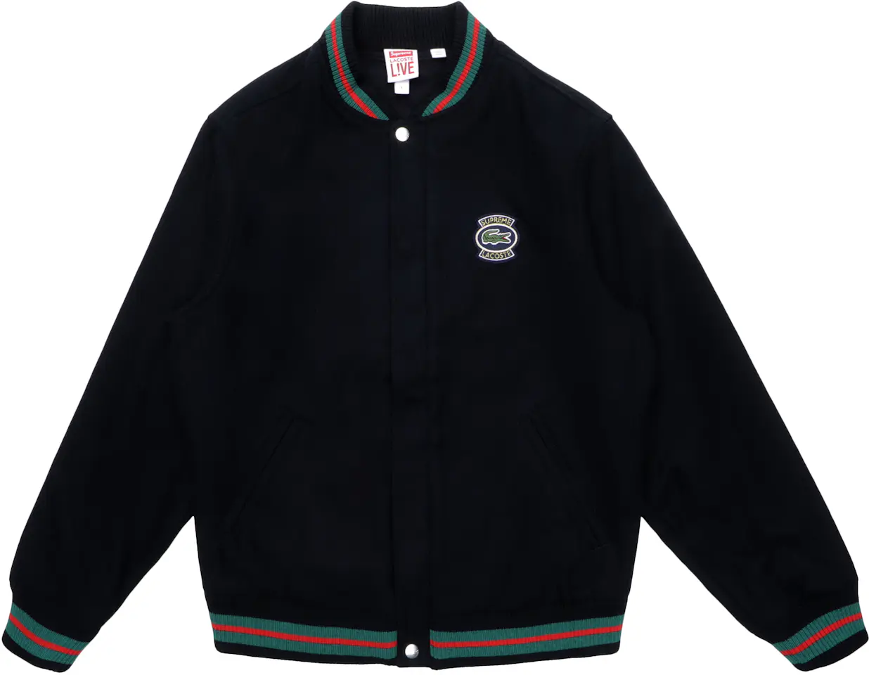 Supreme LACOSTE Wool Varsity Jacket Black Men's - SS18 - US