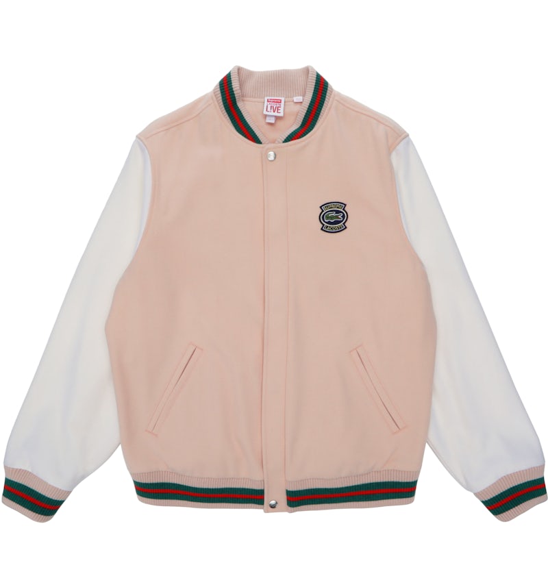 Supreme LACOSTE Wool Varsity Jacket Peach Men's SS18 US