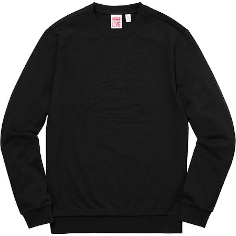 新作登場人気Supreme LACOSTE Crewneck Black L スウェット