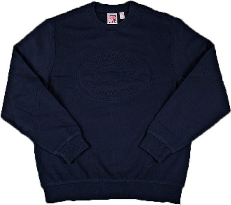 Supreme Lacoste Pique Crewneck Navy