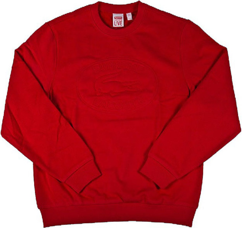 Supreme lacoste on sale crewneck red