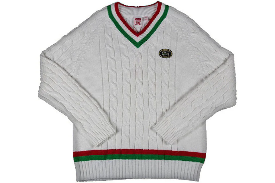 Supreme Lacoste Tennis Sweater White