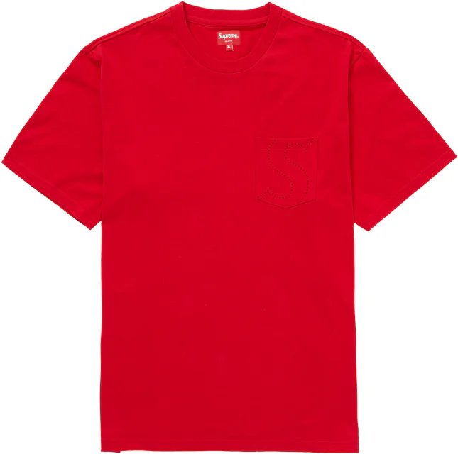 Supreme Laser Cut S Logo Pocket Tee Red Men's - SS21 - US