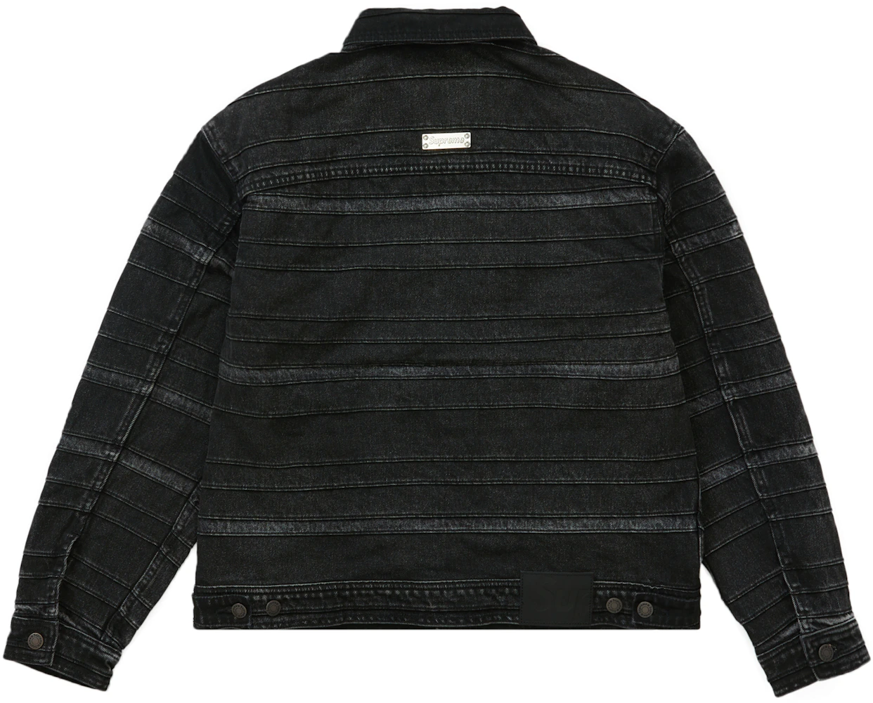 Supreme Script Jacquard Denim Trucker Jacket Washed Black Men's - FW22 - GB