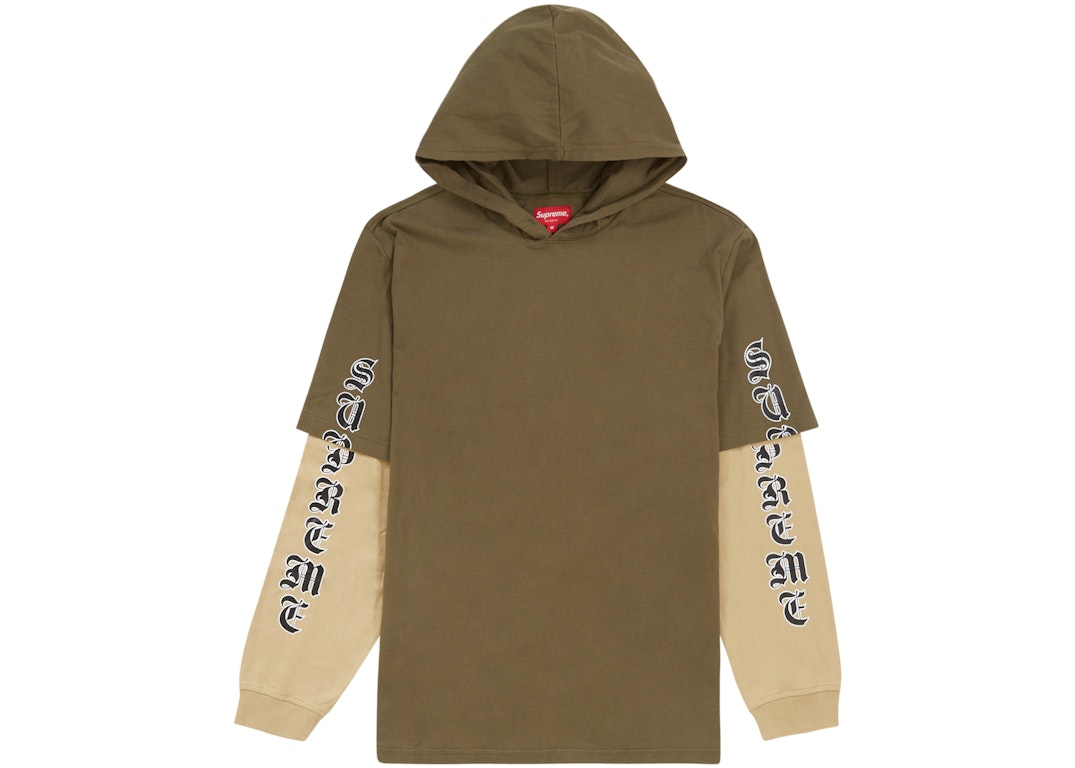 Pre-owned Supreme Layered Hooded L/s Top Olive