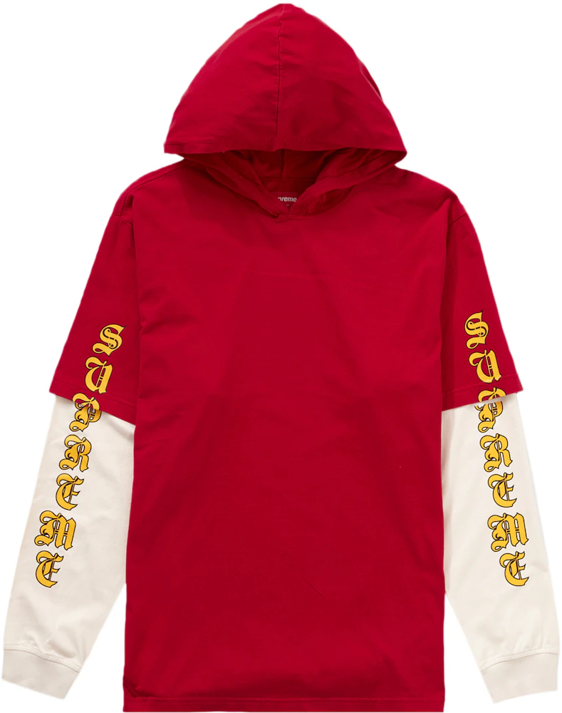Supreme Layered Hooded L/S Top Red Men's - FW22 - US