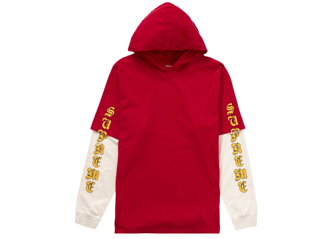 Pre-owned Supreme Layered Hooded L/s Top Red