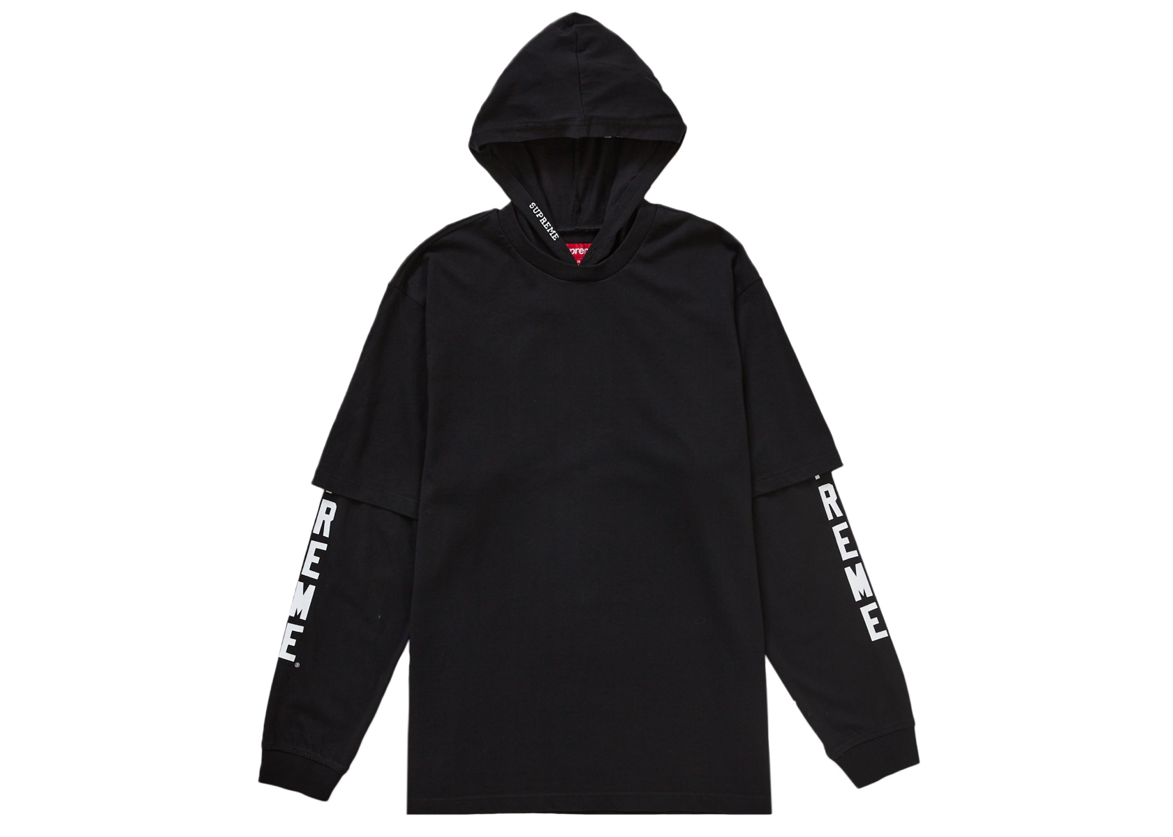 【Lサイズ】　Supreme Layered Hooded L/S Top 黒Sup